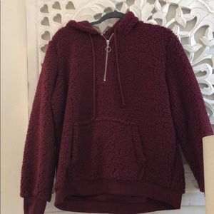 FUZZY QUARTER ZIP HOODIE